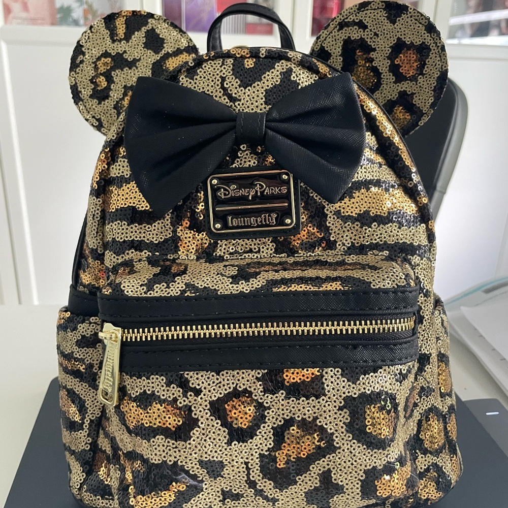 Disney Loungefly Animal Kingdom Leopard Sequined Mini Backpack New W/out Tag - Picture 7 of 9